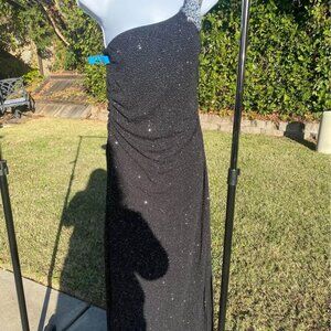 emerald sundae black sparkly prom dress